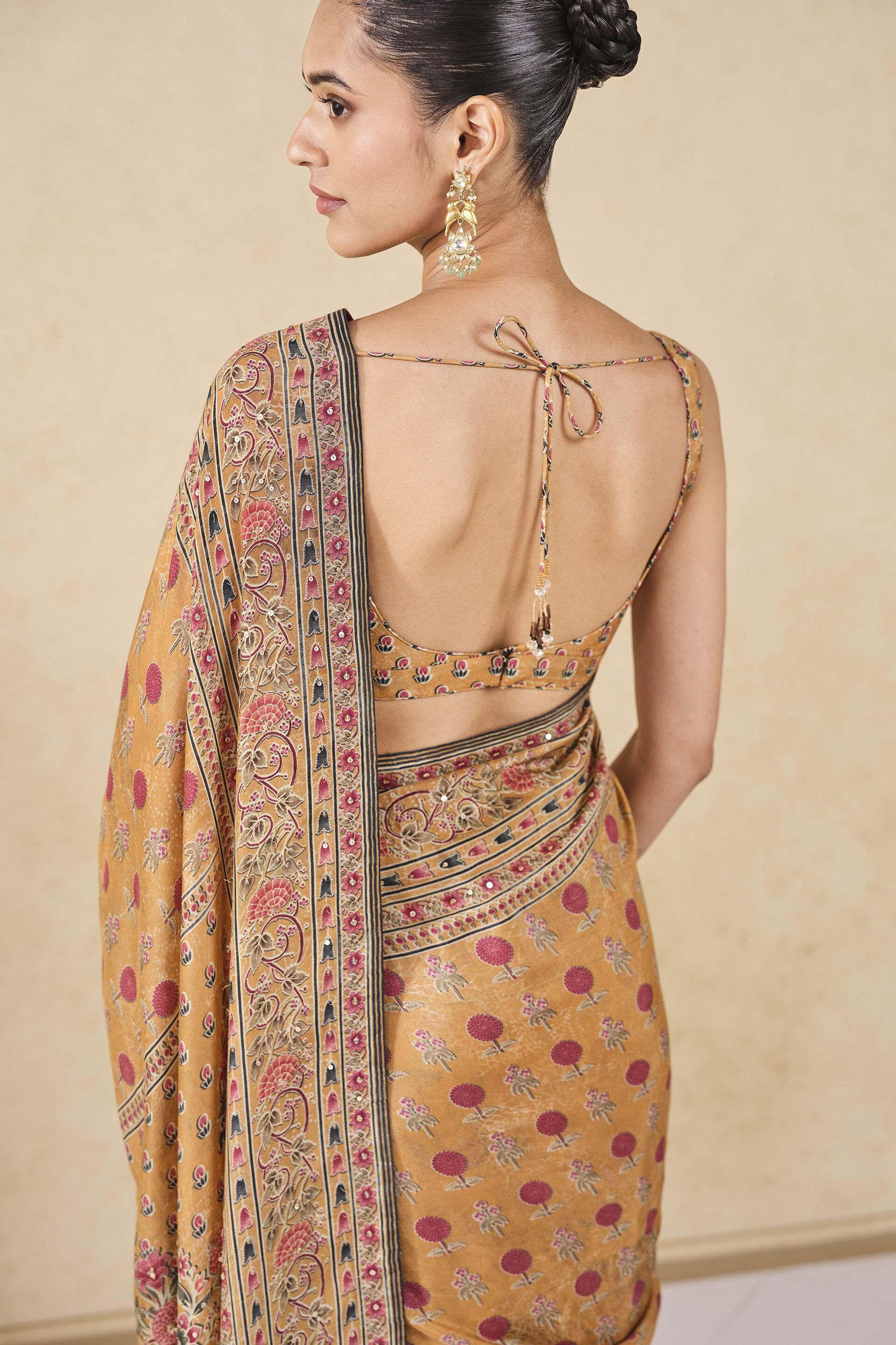 Rue Printed Silk Saree - Yellow, Yellow, image 6